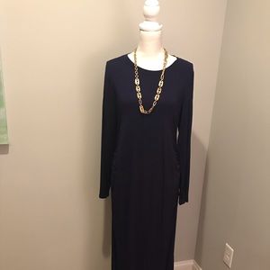 Ruched long maternity dress with side slit